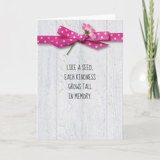 flower on pink polka dot bow thank you card (Front)