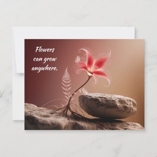 Flower on stone with a spell postcard