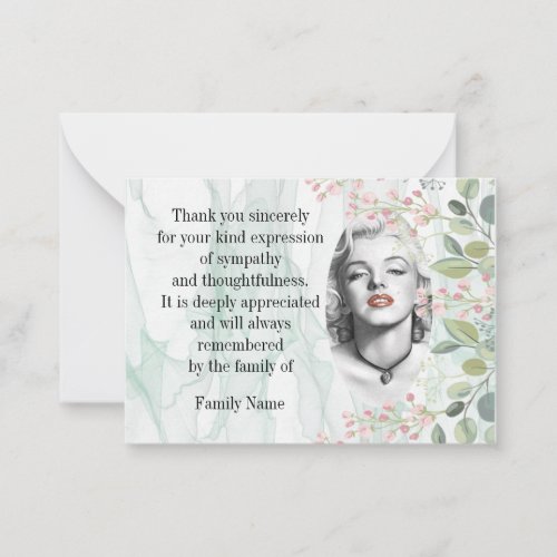 Flower On The Marble After Funeral Thank You Cards