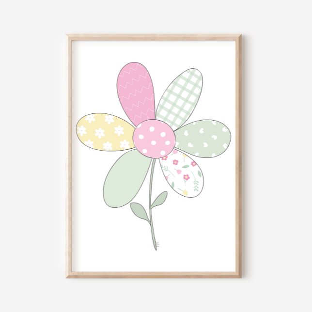  Flower on White Background Quilt Art Print Set (Creator Uploaded)