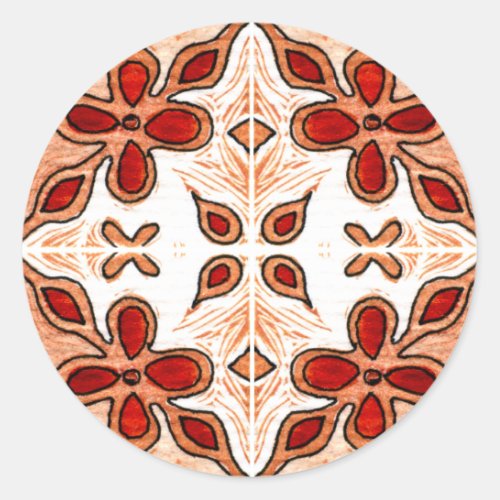 Flower Orange Inspired by Portuguese Azulejos Classic Round Sticker