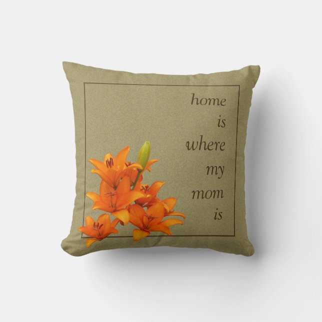 Flower Orange Lilies for Mom Custom Text 2 in 1 Throw Pillow (Front)