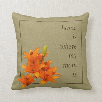 Flower Orange Lilies For Mom Custom Text 2 In 1 Throw Pillow by KreaturFlora at Zazzle