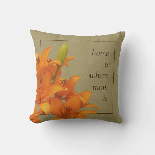 Flower Orange Lilies for Mom Throw Pillow (Front)