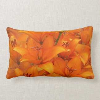 Flower Orange Lily Garden Photo Raindrops Lumbar Pillow