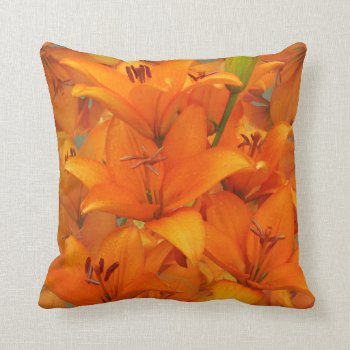 Flower Orange Lily Garden Photo Raindrops Throw Pillow by KreaturFlora at Zazzle