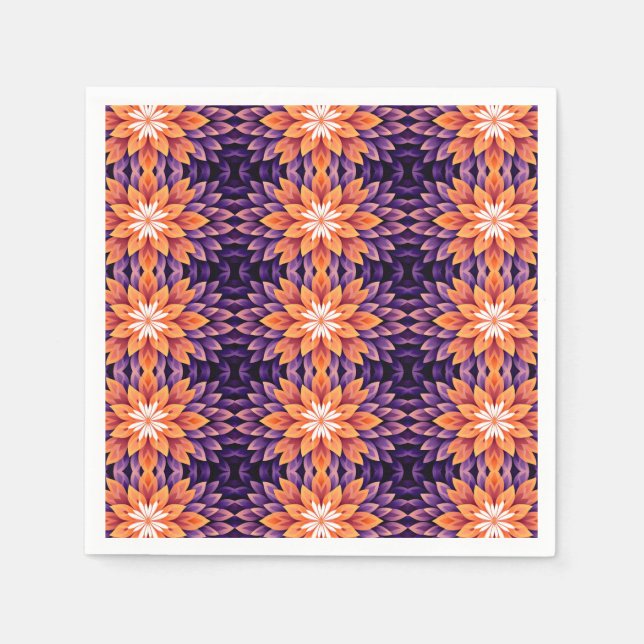 Flower Orange Purple and White Napkins (Front)