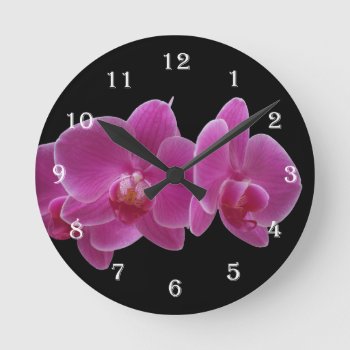 Flower Orchid Wall Clock - Purple Floral by KathyHenis at Zazzle