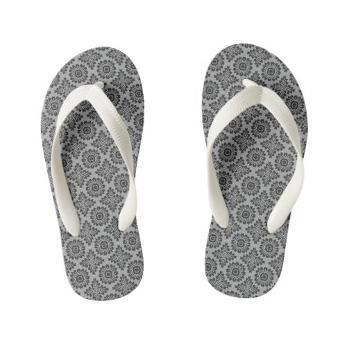 Flower ornament baroque grey 21102020 kids flip flops