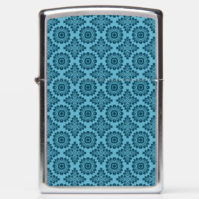 Flower ornament baroque light blue 21102020 zippo lighter (Front)
