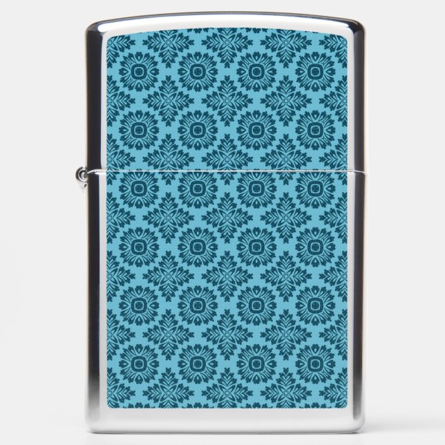Flower ornament baroque light blue 21102020 zippo lighter (Front)