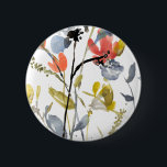 Flower Overlay - Watercolor Flowers & Stems Button<br><div class="desc">Flower Overlay II by Jennifer Goldberger. Features flowers and stems in a watercolor-like style.</div>