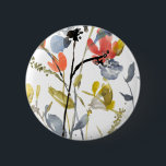 Flower Overlay - Watercolor Flowers & Stems Button<br><div class="desc">Flower Overlay II by Jennifer Goldberger. Features flowers and stems in a watercolor-like style.</div>