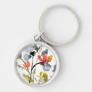 Flower Overlay - Watercolor Flowers & Stems Keychain