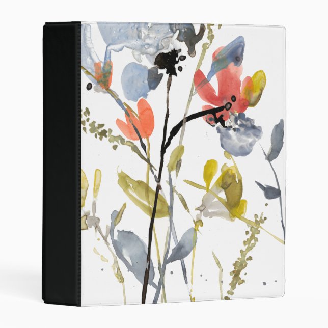 Flower Overlay - Watercolor Flowers & Stems Mini Binder (Front/Spine)