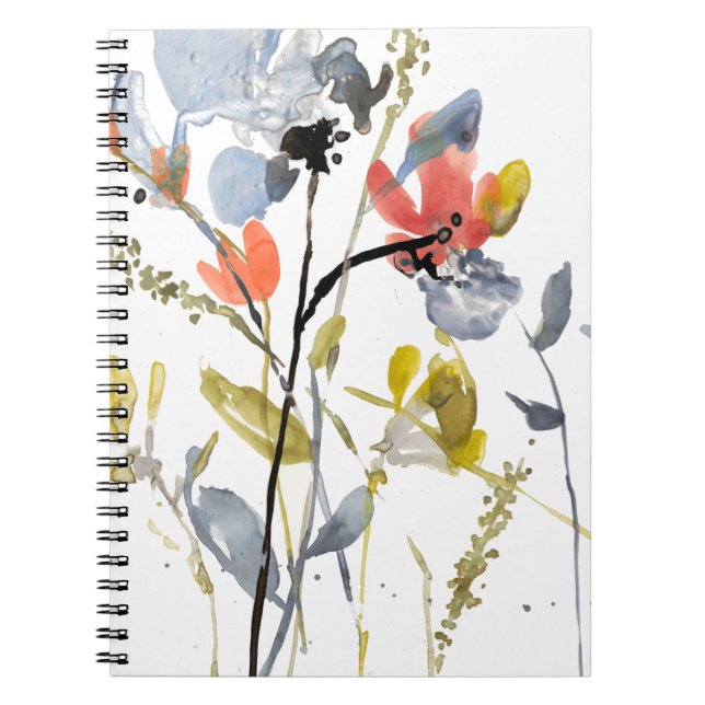 Flower Overlay - Watercolor Flowers & Stems Notebook (Front)
