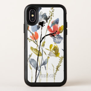 Flower Overlay - Watercolor Flowers & Stems OtterBox Symmetry iPhone X Case