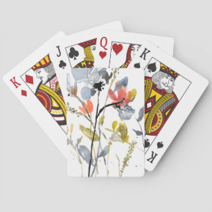 Flower Overlay - Watercolor Flowers & Stems Poker Cards