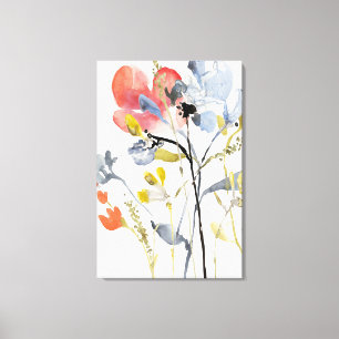 Flower Overlay - Watercolor Pastel Flowers Canvas Print