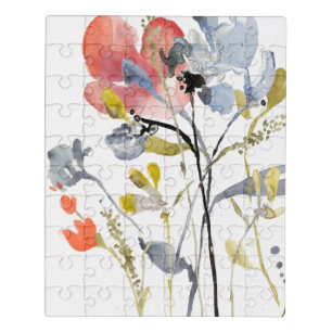 Flower Overlay - Watercolor Pastel Flowers Jigsaw Puzzle