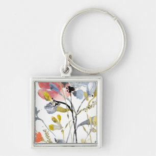 Flower Overlay - Watercolor Pastel Flowers Keychain