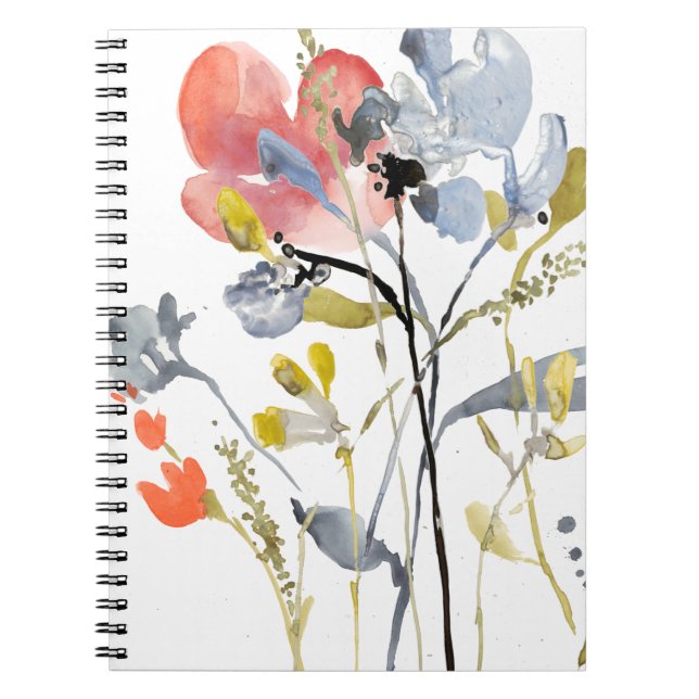 Flower Overlay - Watercolor Pastel Flowers Notebook (Front)