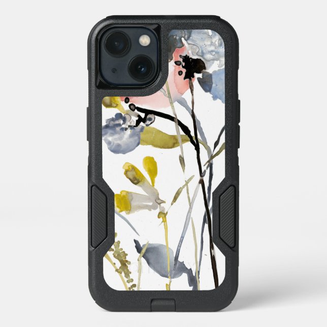 Flower Overlay - Watercolor Pastel Flowers Otterbox iPhone Case (Back)