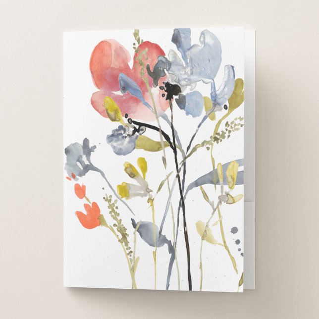 Flower Overlay - Watercolor Pastel Flowers Pocket Folder (Front)