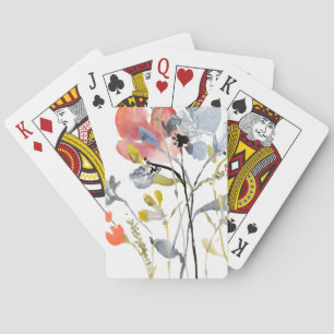Flower Overlay - Watercolor Pastel Flowers Poker Cards