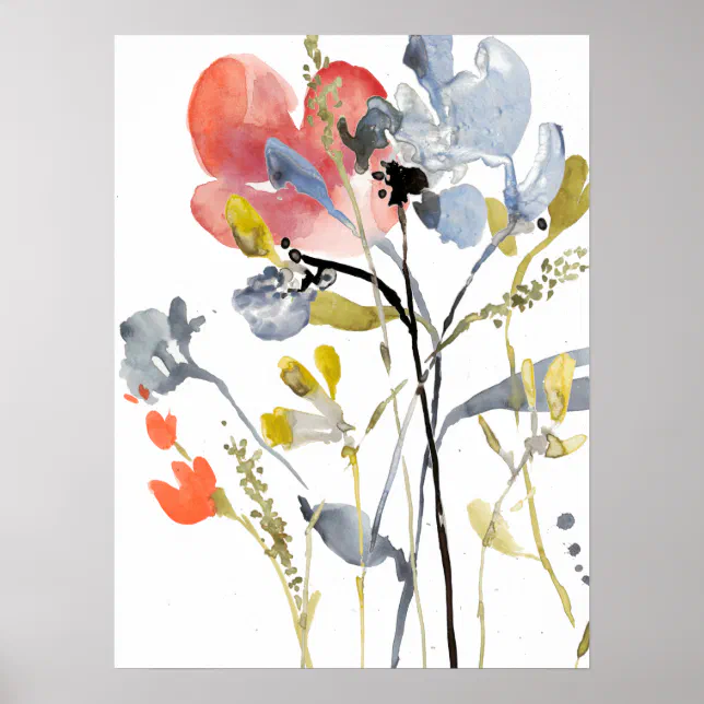 Flower Overlay - Watercolor Pastel Flowers Poster | Zazzle