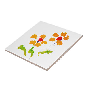 Flower painted by elephant ceramic tile