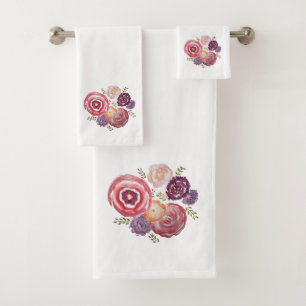 Flower Painting Bath Towel Set