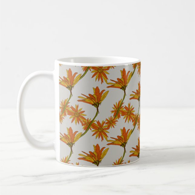 Flower Painting Orange Yellow Daisies Autumn Coffee Mug (Left)