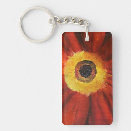 Flower Painting Rectangle double_sided Keychain