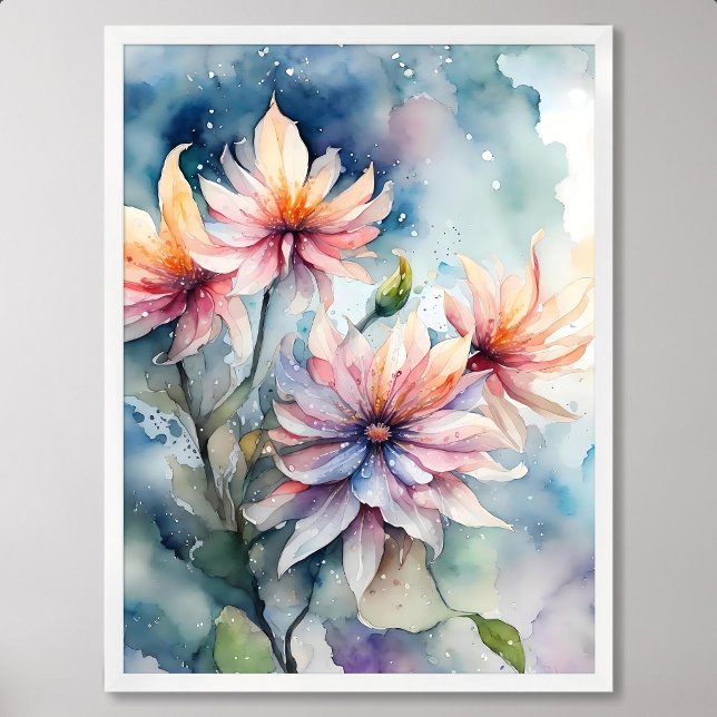 flower painting sadness remains graceful in tears poster (flower painting sadness remains graceful in tears)