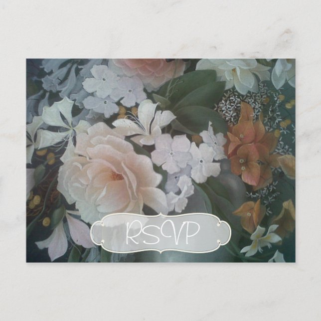 Flower Painting Wedding Invitation RSVP with Photo (Front)