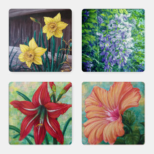 Flower Paintings Coaster Set