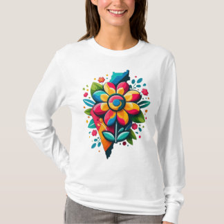 Flower Palestine Flag, Free Palestine, Flower Art T-Shirt
