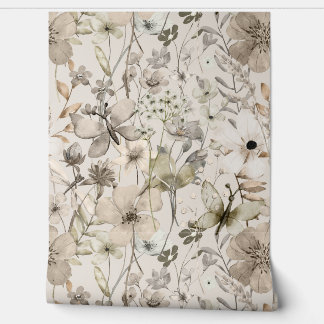 Flower paradise beige wallpaper rolls