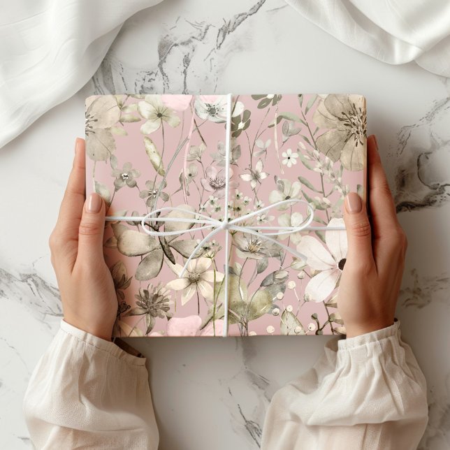 Flower paradise pale chestnut pink romance wrapping paper (Creator Uploaded)