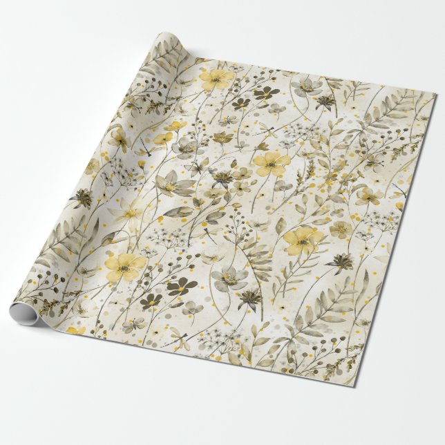 Flower paradise pale chestnut pink romance wrapping paper (Unrolled)