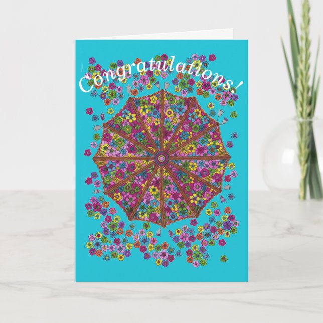 Flower Parasol Congratulations Card (Front)