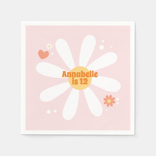 Flower Party 60's Hippie Birthday party Napkins (Front)