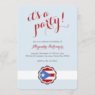Flower Party, Puerto Rican Flag Invitation