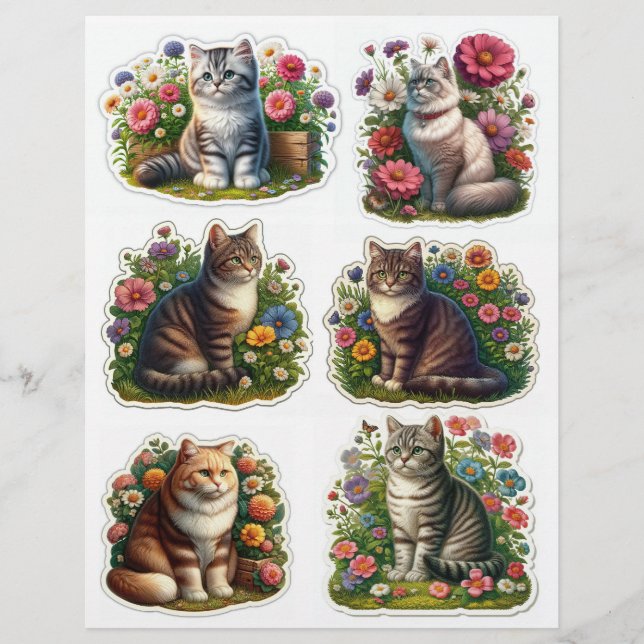 Flower Patch Cat, Kitten Illustrations (Front)