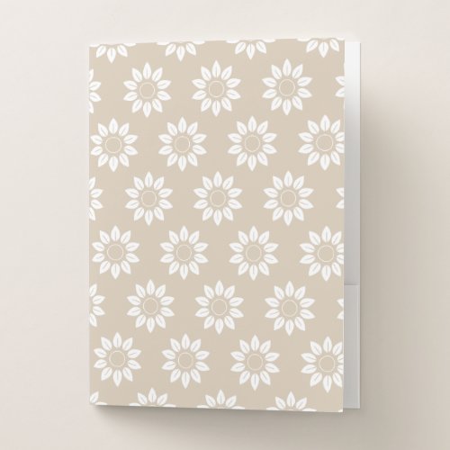 Flower Pattern 2 Beige Pocket Folder