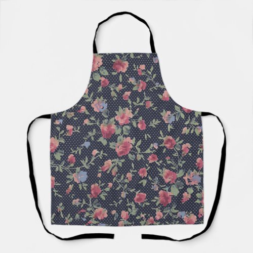 Flower Pattern All_Over Print Apron Medium 26x30 Apron