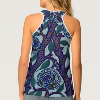 Flower pattern Art Deco stencil print in oriental  Tank Top