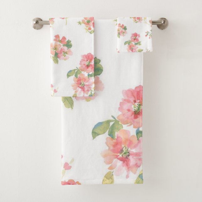 Flower pattern bath towel set (Insitu)