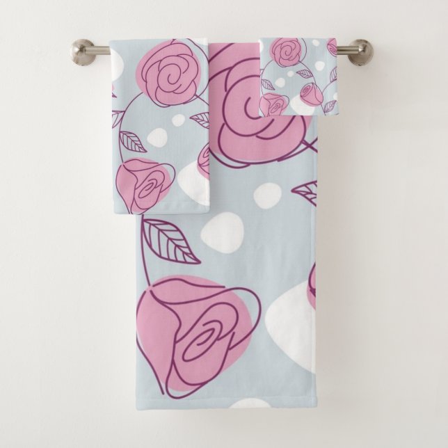 Flower pattern bath towel set (Insitu)